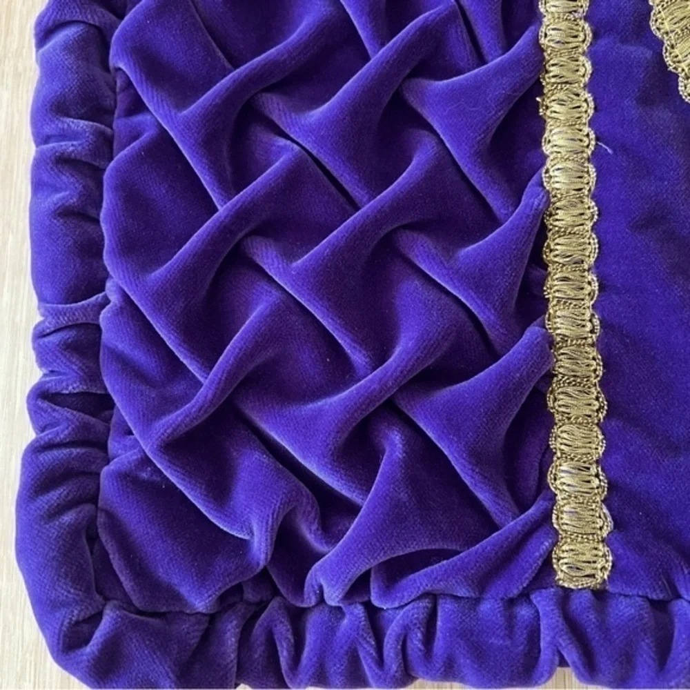Vintage Purple Velvet & Tapestry Pillow Cover Sham